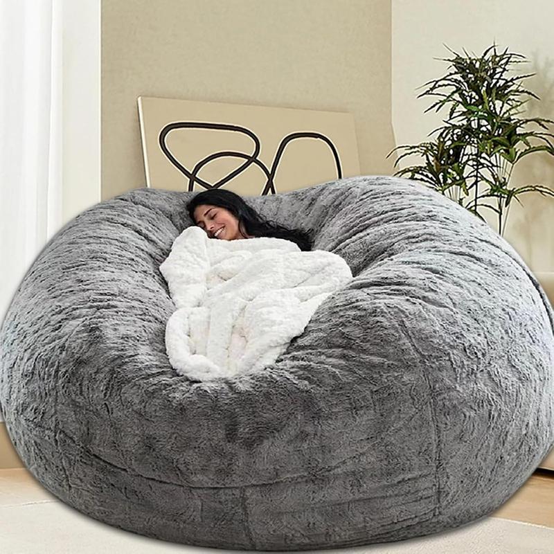 5FT/6FT Jumbo Bean bag Lazy sofa with filler Bean bag Chair Ship Free High-Rebound Memory Foam Furniture Flannel Cover Removable
