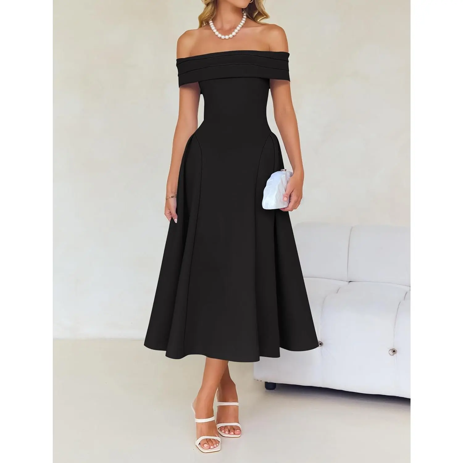 Cocktail Dresses for Women's Elegant Off Shoulder Short Sleeve Swing A Line Wedding Evening Party Midi Dress - TikTok Shop Cocktail Dresses for Women's Elegant Off Shoulder Short Sleeve Swing A Line Wedding Evening Party Midi Dress - TikTok Shop