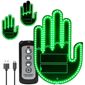 2026 NEW Car Decorative Lights, Rechargeable Led Gesture Light for SUVs, Trucks, Car Finger Lights with Remote, Funny Led Window Sign Light for Car Accessories (Green)