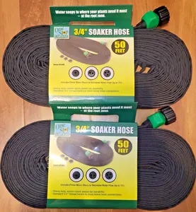 2-Pack 50ft Flat Soaker Hoses – Heavy Duty 3/4” Thread Garden Drip Irrigation Watering Hose