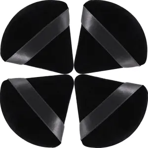 Triangle Powder Puff Face Makeup Sponge Beauty Blender Stocking Stuffers Puffs for Women apply Loose Powder and Foundation (4Pcs Black)