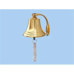 212 MAIN Hangable Solid Brass Bell-Shape Harbor Bell - 5.5 in. Handcrafted Nautical Decor, Sound Accent with Usable Hanger for Commercial/Office Spaces, Furniture