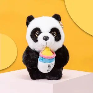 Panda Life Shop，Cute Smiling Panda Milk Bottle Plush Toy, Realistic Panda Stuffed Animal, Soft and Cuddly, Perfect Gift for Kids and Panda Lovers
