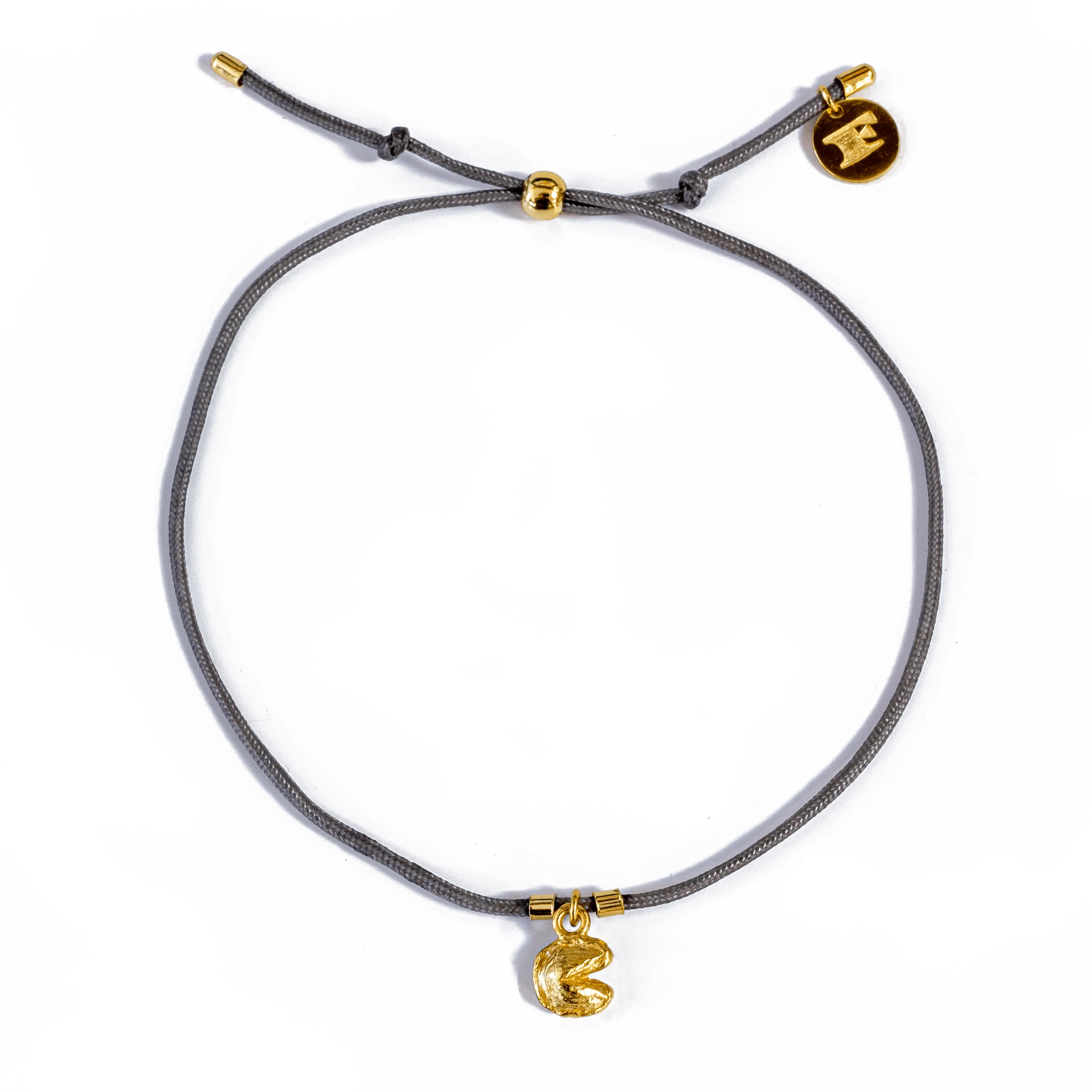 Fortune Cookie String Bracelet (Charcoal) - Gold