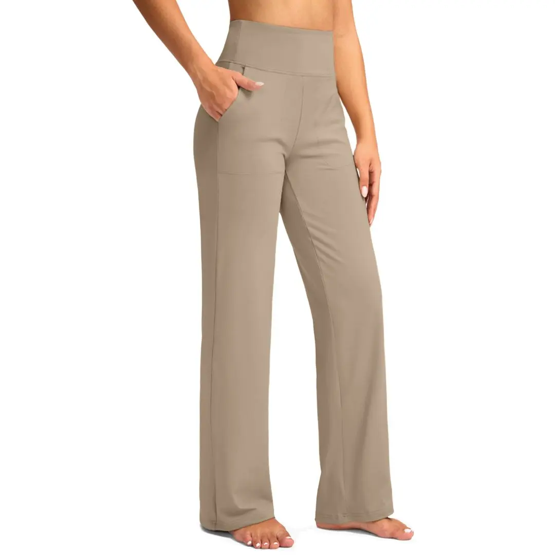 G Gradual Women's High Waist Wide Leg Pants with Pockets Stretch Soft Loose Yoga Pants Casual Lounge Sweatpants (Petite/Regular/Tall)