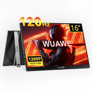 16 "1200P 120Hz portable display, 100% sRGB portable outdoor travel and gaming display with built-in stand, HDR and Freesync, suitable for external USB C display on laptops, PCs, phones, switches, Xboxes, and PS5