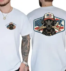 Black Lab Hunting Camo Dog Shirt, 4th of July Patriotic American Flag Antler Shirt, Duck Hunting Tee, USA Red White Blue Sweatshirt