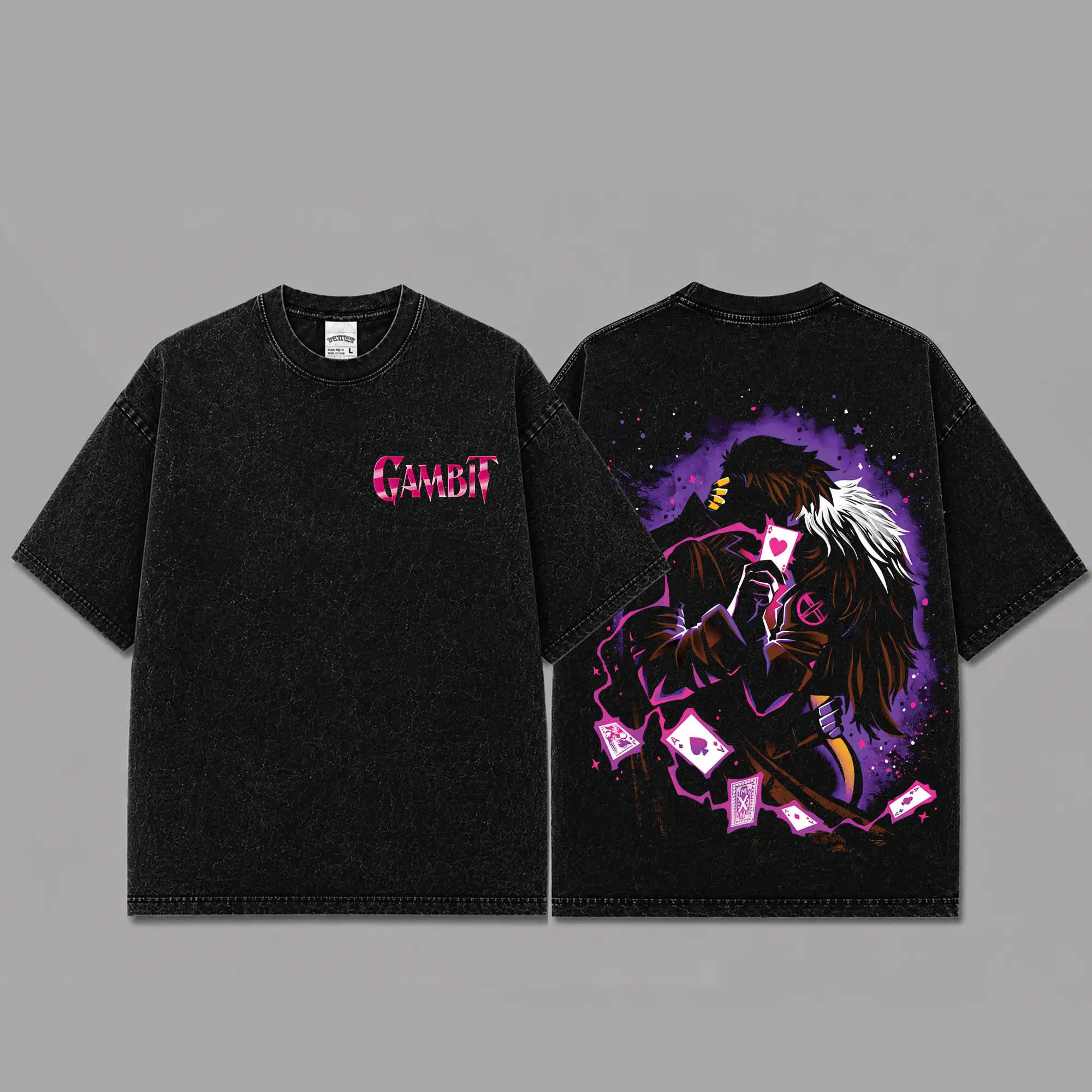 Ver 5 Remy "Gambit" LeBeau Inspired Oversized Black Graphic T-Shirt, Vintage Movie Actor Fan Tee, The Master Thief Shirt, Y2K Comic Style Streetwear Top, Black Cotton Unisex Tee, Retro Superhero Inspired Shirt, Gift for Movie Fans
