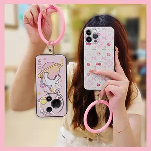 Solid Color Back Cover Phone Case For TCL 60 NxtPaper Personality Soft Case Youth Protective Dirt-resistant Cute Creative Funny Anti-knock Cartoon Ring heat dissipation Bracelet
