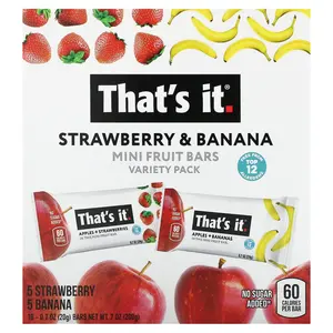 That's It Mini Fruit Bars Variety Pack, Strawberry & Banana, 10 Bars, 0.7 oz (20 g)Each