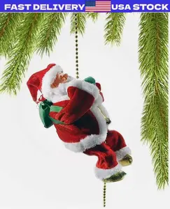 Santa Climbing Ladder Electric Hanging Ornament Tree Christmas Xmas Decoration