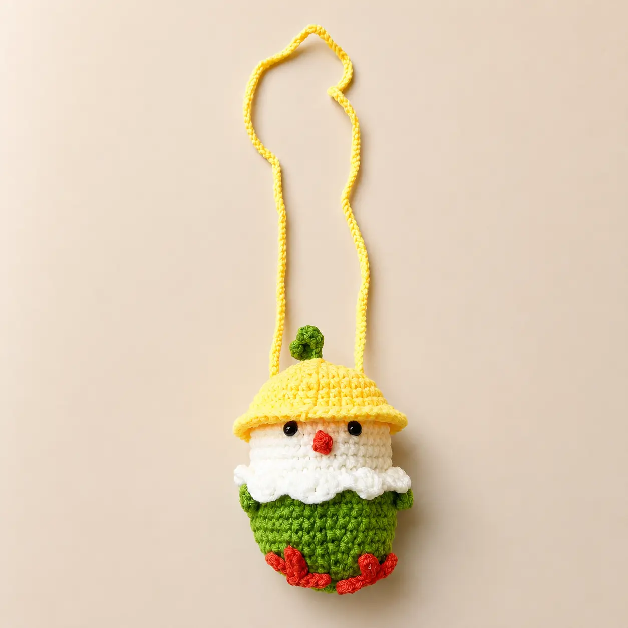 Handmade Knitting Organizer Crossbody Bag - Cute Crochet Hat Chick Egg Pouch for Picnics, Daily Carry