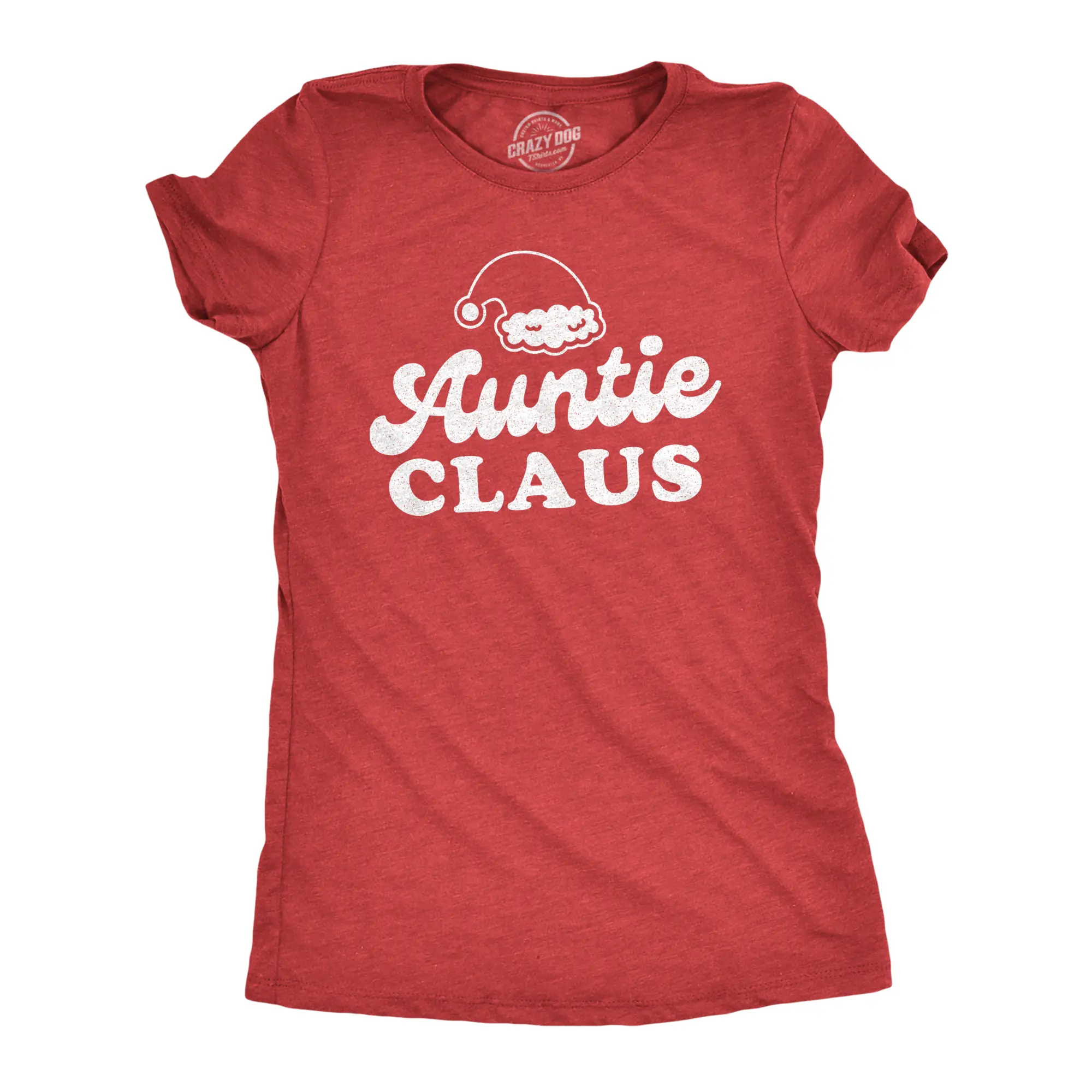 Womens Auntie Claus T Shirt Funny Family Christmas Party Novelty Holiday Tee Funny Womens T Shirts Cute Vintage Fashion Casual Ladies T-Shirt Gift Christmas Tops for Women Funny Aunt Top Women's Novelty Tees Red -