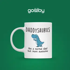Gossby Daddysaurus Coffee Mug for Dad Birthday - 11oz - Ceramic Drinkware Washable Reusable - Reuse, Cup Tumbler