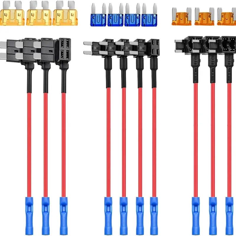 Nilight 12V Car Add-a-Circuit Adapter - Standard & Mini TAP Profile Blade, 10-Pack Holder with 5A/15A Options, European Vehicle Replacement Accessory for Motorcycle, Cars & Boats