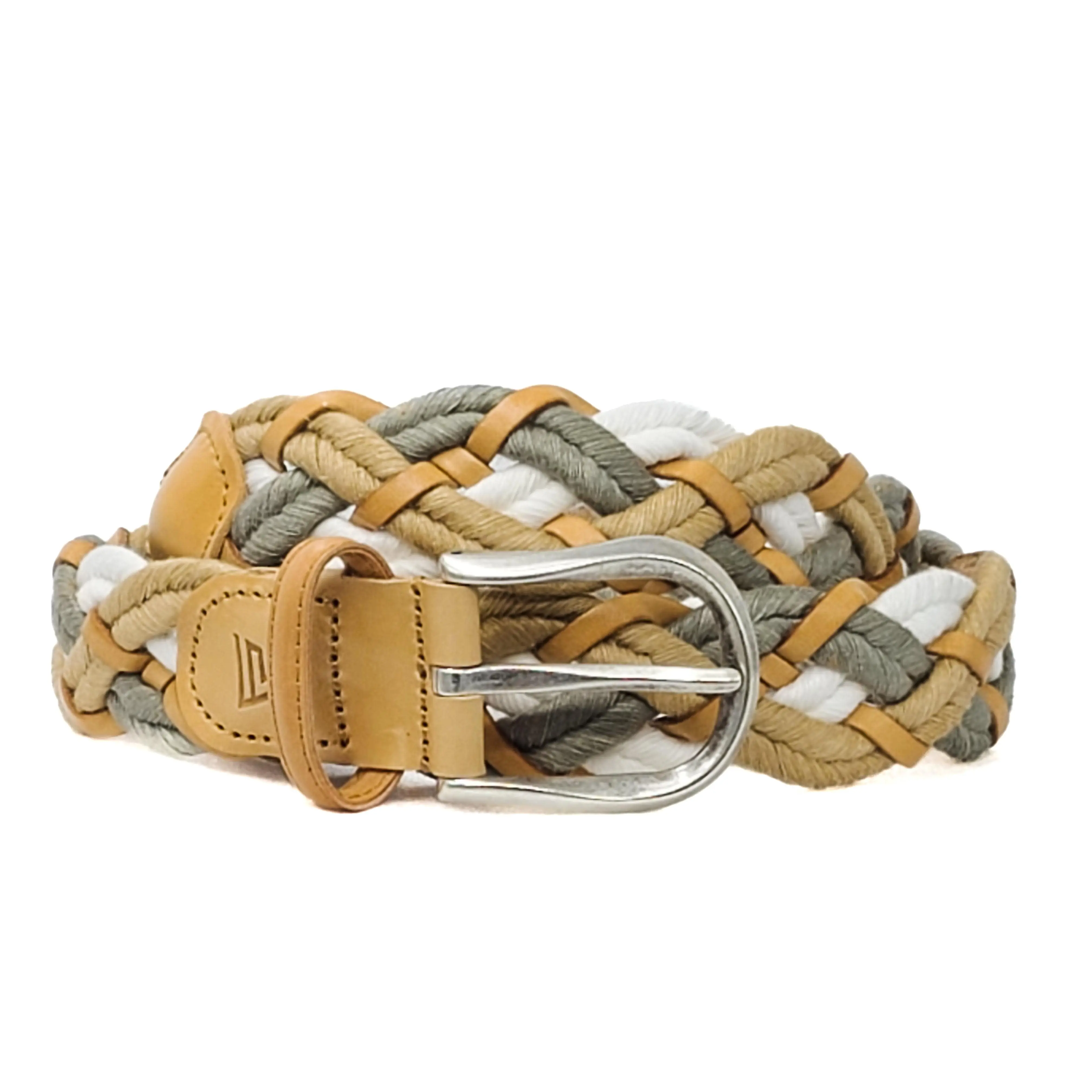 THE BELLA - Luxury Women's Woven Belt | Italian Linen+ Leather | Satin Brass Buckle | Feminine Elegance | No Holes | Designer | Trendy Style
