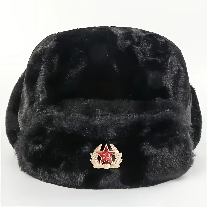 Women's Faux Fur Ushanka Hat, Solid Color Russian-Style Winter Hat with Warm Ear Flaps for Outdoor Wear, Beanie, Fur Hats