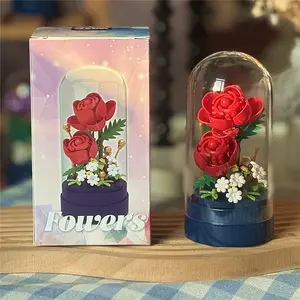 Botanical Flower Rose & Tulip Bonsai Building Blocks, Brick, Unisex DIY Craft Kit, Ideal for Creative Projects, Unique Gifts for All Occasions