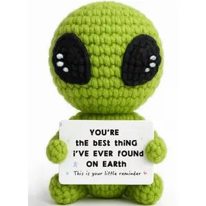 Funny Romantic Crochet Alien Handmade Alien Gift Unique Crochet Alien Gift for Boyfriend, Girlfriend, Anniversary, Valentine's Day, Birthday, Christmas Funny Romantic Gifts for Him Her to My Love Stocking Stuffers Flower Bouquet gag