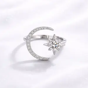 Crescent Star Moissanite Ring S925 0.5 CT - Round Cut - Lore Jewelry