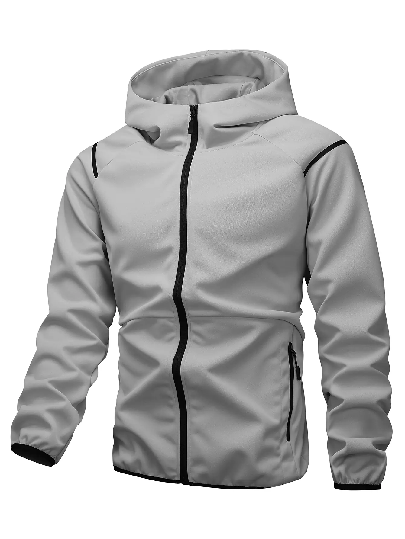 Men’s zip-up hoodie sweatshirt, pullover hooded sweatshirt, suitable for outdoor sports and casual wear