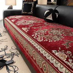 1 PC  European And Chinese Style Light Luxury Velvet Sofa Cushion - Jacquard Floral Pattern Anti Slip Anti Scratch Durable Suitable For All Seasons 3/2/4 Seats And Combination Sofas Machine Washable Essential For Pet Owners
