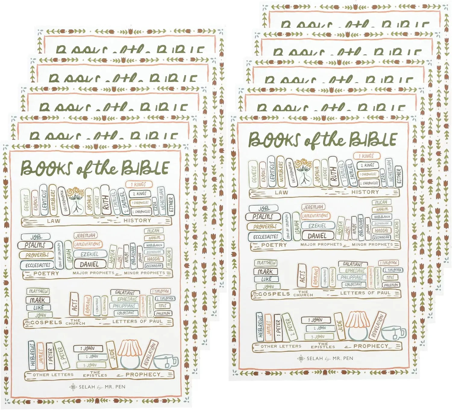 Mr. Pen Bible Reading Tracker Sticker - Book Reading Stickers for Bible Journaling, 10-Pack, 5x7 Matte Surface, Hand Designed Visual Milestone Tracker