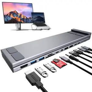 Eleven-In-One Laptop Docking Station Stand, Tablet Holder, Multi-Function Computer Accessory, Durable & Space-Saving Design