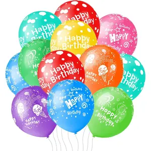 50pcs 12inch Happy Birthday Balloons for Men&Women, Assorted Balloons for Party, Beautiful Flowers Printed Decoration