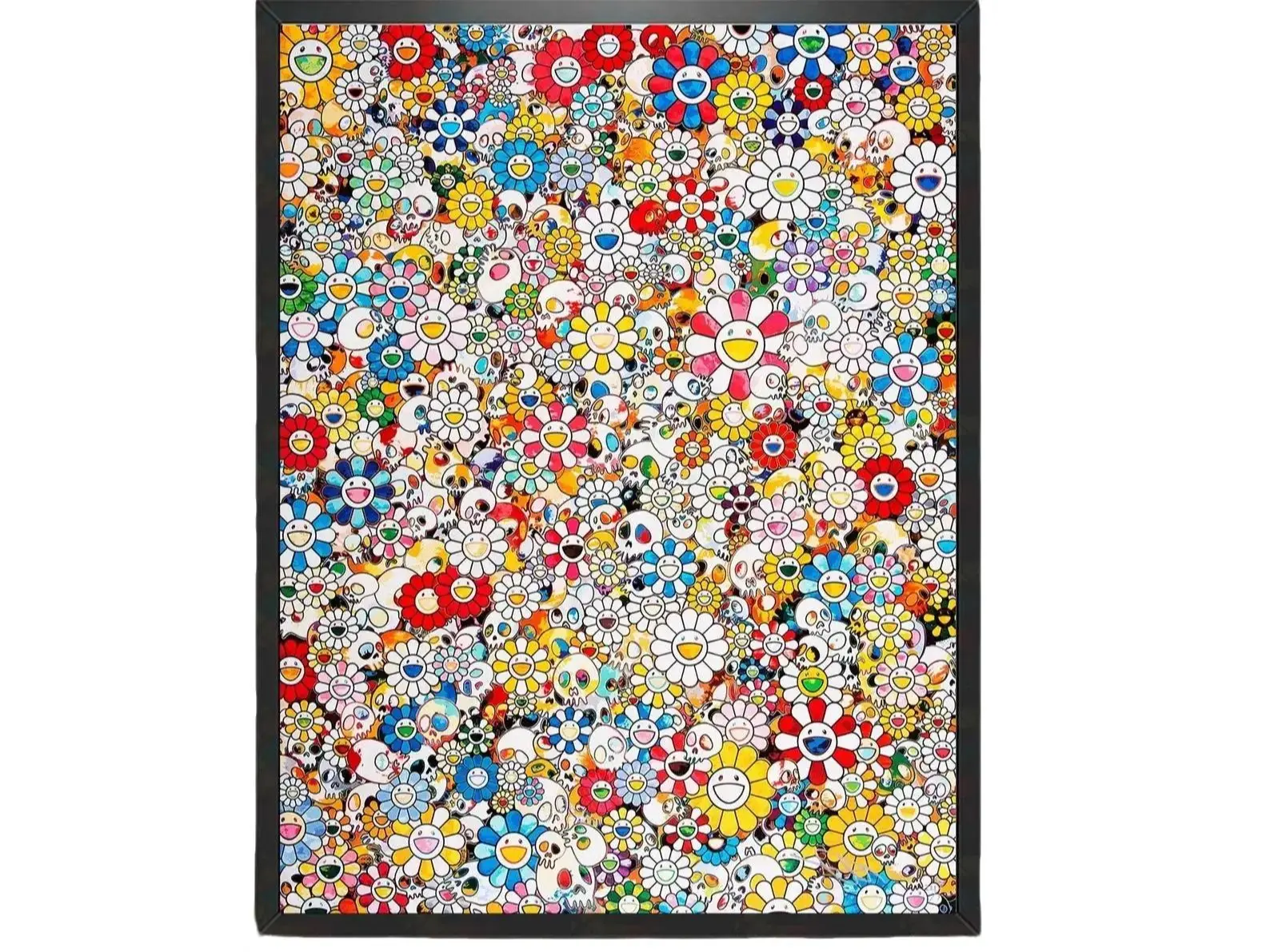 Takashi Murakami - Skulls and Flowers Multicolor - Canvas Wrap | UV Printed Poster | Floating Framed Canvas | Art Decor | Acrylic Print