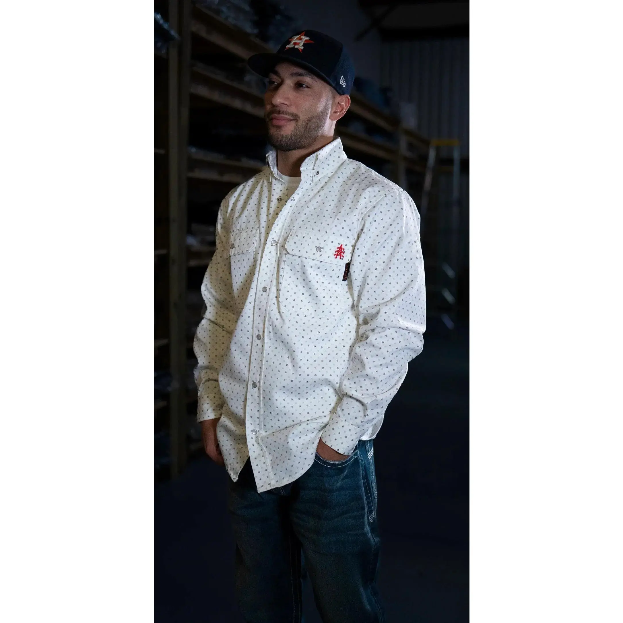 FR Pearl Snap Work Shirt - Phantom White