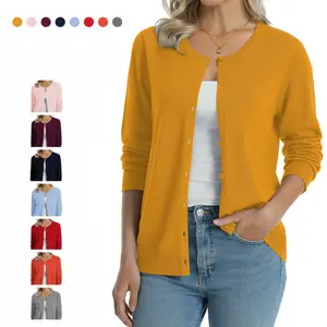 QUALFORT Women’s 100% Cotton Cardigan Sweater 2026, Classic Long Sleeve Button Down Lightweight Knit Top for Business Casual Summer Outfits