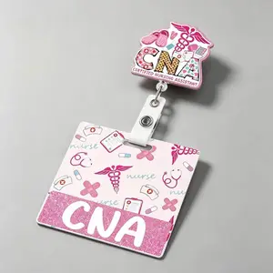 CNA Badge Reel & Badge Buddy Set | Pink Retractable ID Badge Holder with Swivel Clip | Cute Nursing Gifts for Certified Nursing Assistants, Healthcare Workers & Hospital Staff