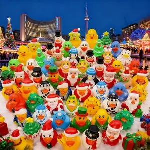 10pcs/20pcs Christmas Duck Decorations, Cute Creative Bathing Santa Ducks, Pool Toys, Reindeer Snowman Ducks, Perfect Gift for Kids Friends Colleagues