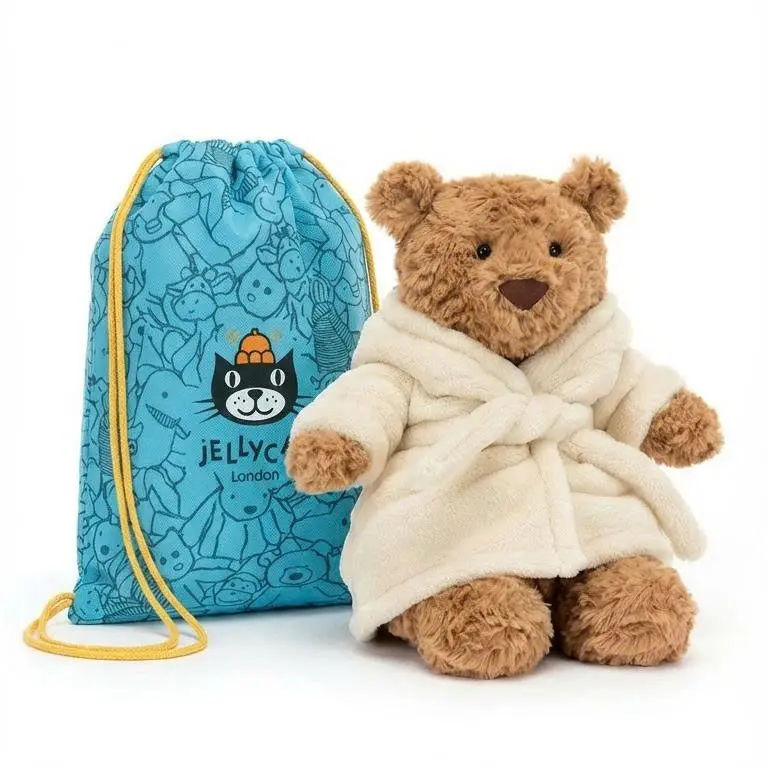 Jellycat Bartholomew Bear Bathrobe Outfit – Adorable Plush Teddy Bear in Cozy Bunny Hooded Robe Perfect Gift for Kids, Babies & Plush Lovers Ideal Holiday Cuddle, Room Decor, Collectible