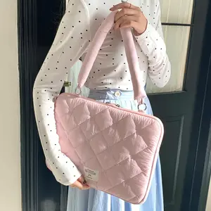 Laptop Bag Ins Korean Fashion Bow Embroidery Shoulder Bags Laptop Liner Bag Compatible with MacBook 13-14inch 15-15.6 Inch