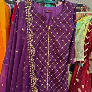Purple color kurti plazzo dubatta set size 36/37
