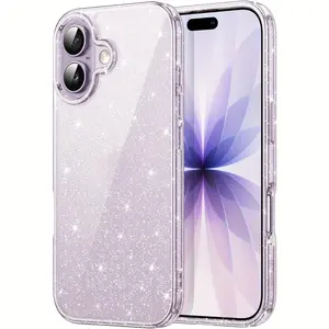 Transparent Glitter Phone Case Various for iPhone Models Including 17, 17 pro, pro max, 16, 15, 14, 13, 12, 11, X, XR, XS, 8, 7, Mini, Pro Max Case, Bling Sparkle Soft TPU Anti-Scratch Shockproof Protective Phone Bumper, Women Girls Cute Accessories