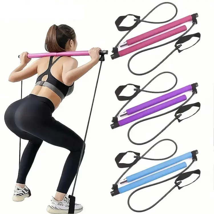 【2024 New Design】 Pilates Bar for Home Yoga.Pilates Bar Kit with Resistance Bands,Exercise Fitness Equipment for Women & Men Home Gym Yoga Pilates