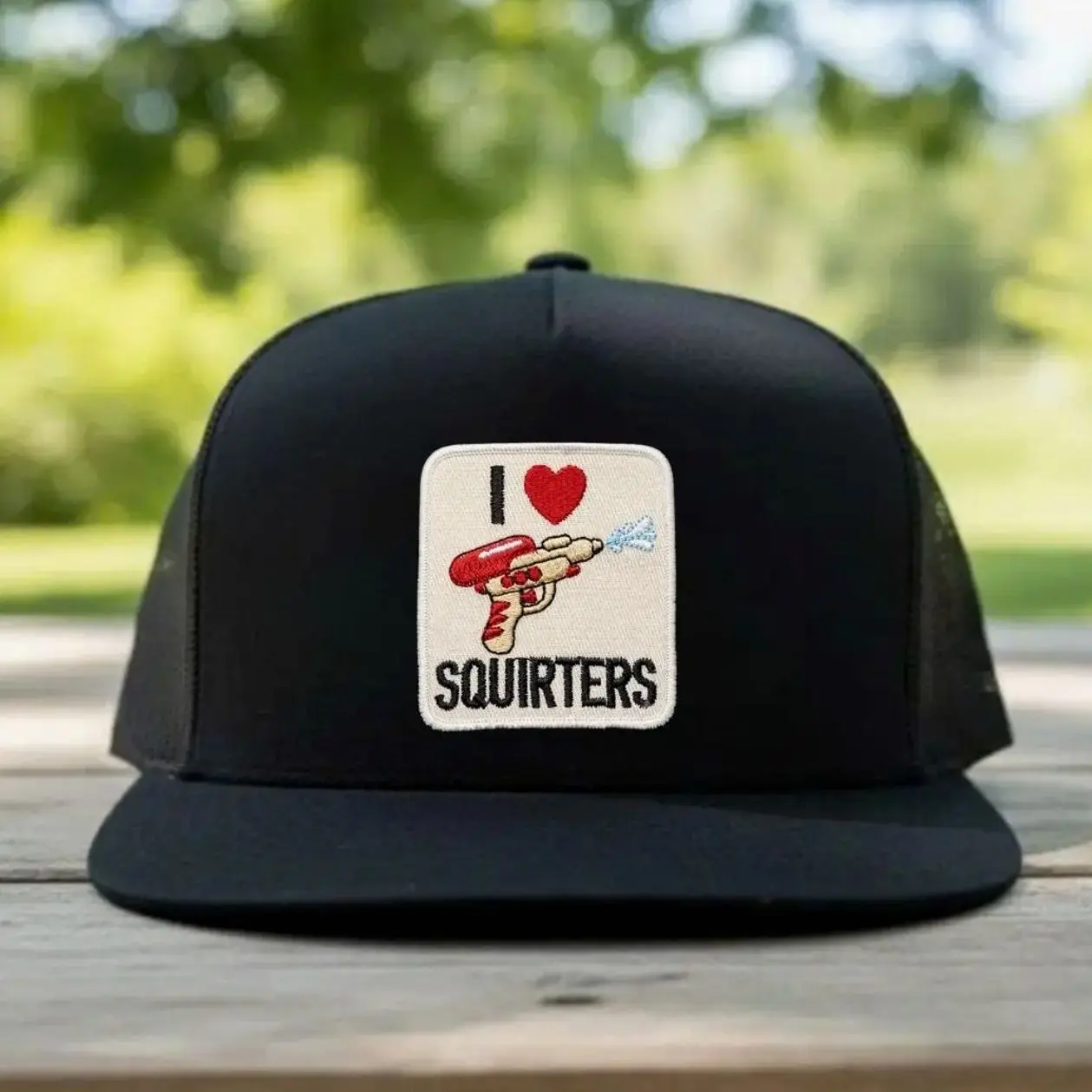 I Love Squirters Embroidered Trucker Hat | Funny Adult Humor Snapback Cap