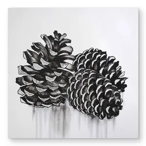 Begin Home Decor C1MP32322BCMPK 32 x 32 in. Three Small Pine Cones Wall Art - Botanical Seasons Metal Print Decor