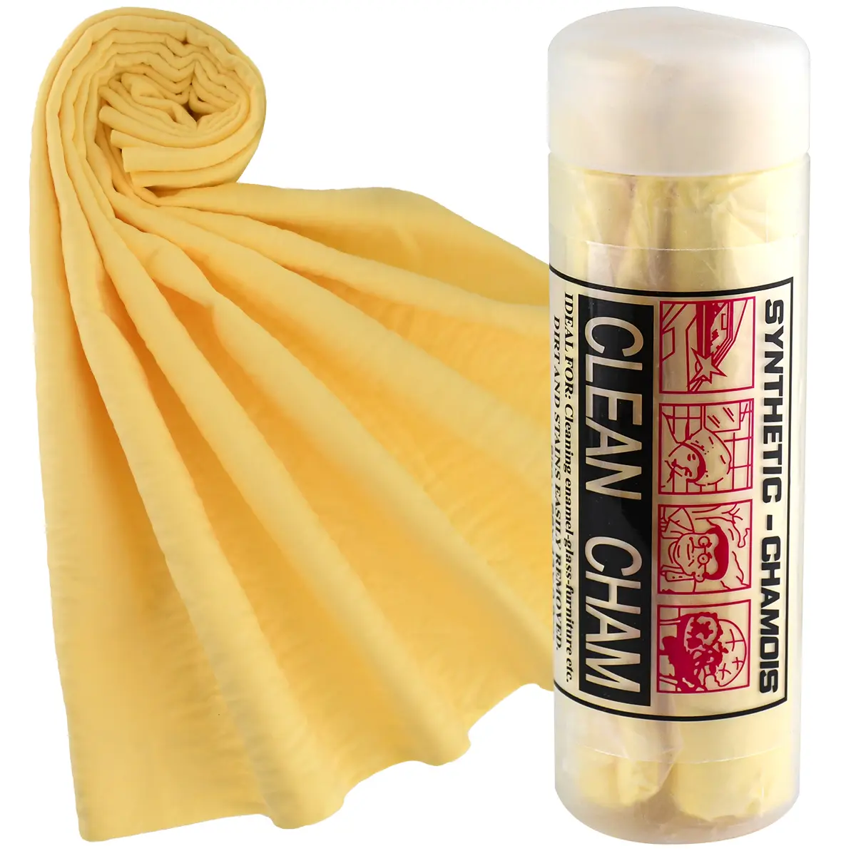 Professional PVA Chamois Cloth for Car Enthusiasts & Boat Owners, 26*17 inches Extra Large Car Drying Towel, Super Absorbent Synthetic, Premium Automotive Detailing Towel with Storage Tube (Yellow, 30-Day Money-Back Guarantee)