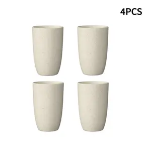 4pcs Wheat Straw Cups, Reusable Durable Drinking Cups, Dishwasher Safe, BPA-Free Plastic Water Cups, Stylish Drinkware, Kitchen, Restaurant, Camping