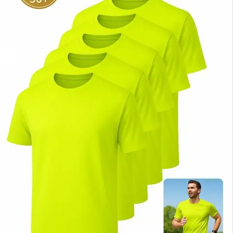 Men's Sport Quick-Dry Short Sleeve T-Shirt Set, Athletic Fashion Activewear Clothes, Athletic Apparel, Athletic Sports Clothing, Pure Color Round Neck Training Top, Sporty Breathable Fast Dry, Gym Essential, Running, Basketball, Football, Cycling