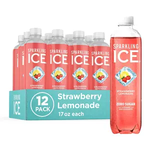 Sparkling Ice, Strawberry Lemonade Sparkling Water, Zero Sugar Flavored Water, with Vitamins and Antioxidants, Low Calorie Beverage, 17 fl oz Bottles (Pack of 12)