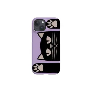 [New Product]Playful Cat Phone Case: Bold Black Kitten; Lilac