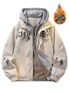 Jacket Men Autumn Winter Fleece Lined Thick Warm Coats American Style Fashion Two Piece Look Jacket