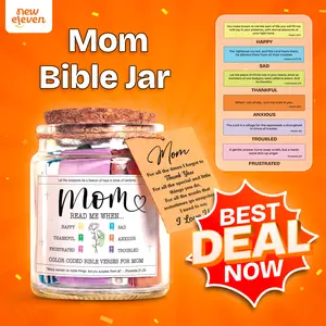 NewEleven Mother's Day Gifts For Mom, Mom Gifts From Daughters Son on Mother Birthday, Bible Jar, Christian Gift for Wife, Thank You Gift Decorative Inspirational Scripture Jar with 92 Bible Verses