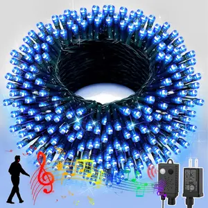 LAMPHOME 66ft Christmas Mini Lights with Music Motion Sensor Controller,200 LED Fairy Starry String Light Plug in for Indoor Outdoor Xmas Tree Wedding Party Decoration (Blue)