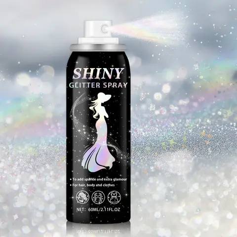 QIUFSSE 60ml Glitter Spray - Shine-Enhancing Mist for Adults, Multi-Use for Hair, Skin & Clothes, Flash Shimmer for Parties, Body Glow Routine Essential, 2-Pack Bath & Body Care Liquid Additive